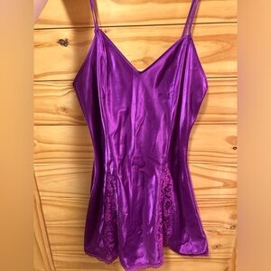 Vintage Victoria's Secret Gold Label Purple Satin Babydoll Slip Dress